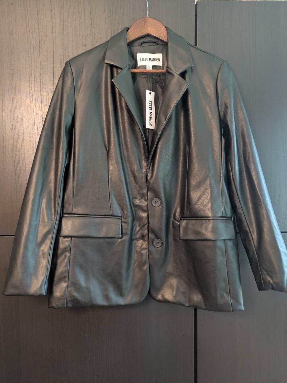 Steve Madden Black Faux Leather Jacket sz Small